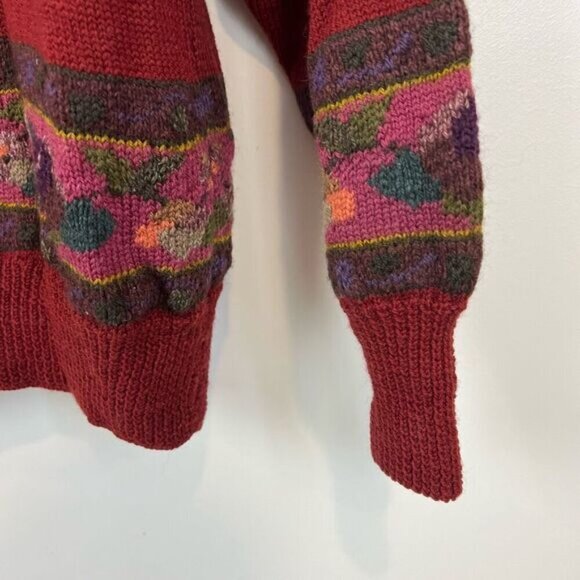 Vintage 80s 90s Jantzen Wool Textured Floral Paisley Knit Sweater Women’s M - Picture 3 of 14